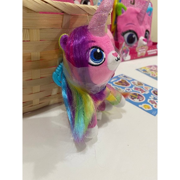 Plush Rainbow Butterfly Unicorn Kitty Gift Basket vision Mask Book Toy Play Set - Picture 3 of 9